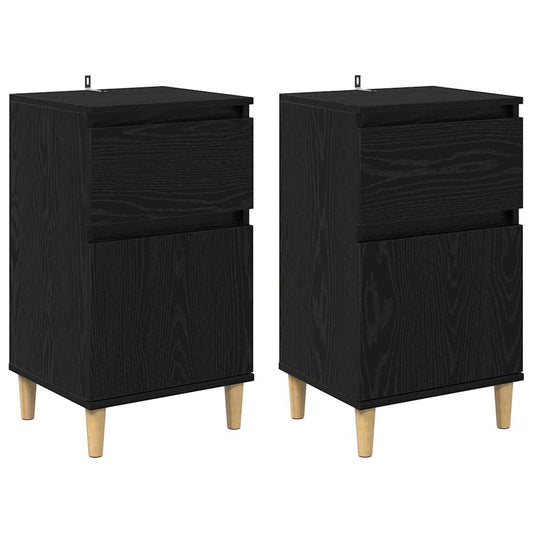 Bedside Cabinet 2 pcs Black Oak 40 x 35 x 70 cm Engineered Wood Bedside Cabinet 2 pcs Black Oak 40 x 35 x 70 cm Engineered Wood