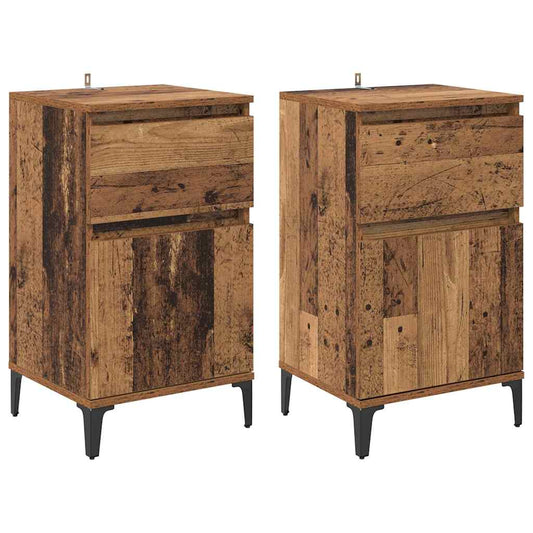 Bedside Cabinet 2 pcs Old Wood 40 x 35 x 70 cm Engineered Wood Bedside Cabinet 2 pcs Old Wood 40 x 35 x 70 cm Engineered Wood