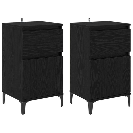Bedside Cabinet 2 pcs Black Oak 40 x 35 x 70 cm Engineered Wood Bedside Cabinet 2 pcs Black Oak 40 x 35 x 70 cm Engineered Wood