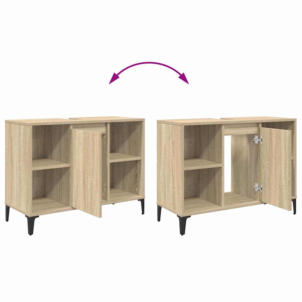 Sink cabinet with Shelf with Storage Sonoma Oak 80 x 33 x 60 cm