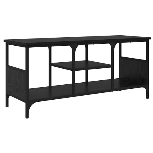 TV Cabinet Black Oak 100 x 35 x 45 cm Engineered Wood and Iron TV Cabinet Black Oak 100 x 35 x 45 cm Engineered Wood and Iron