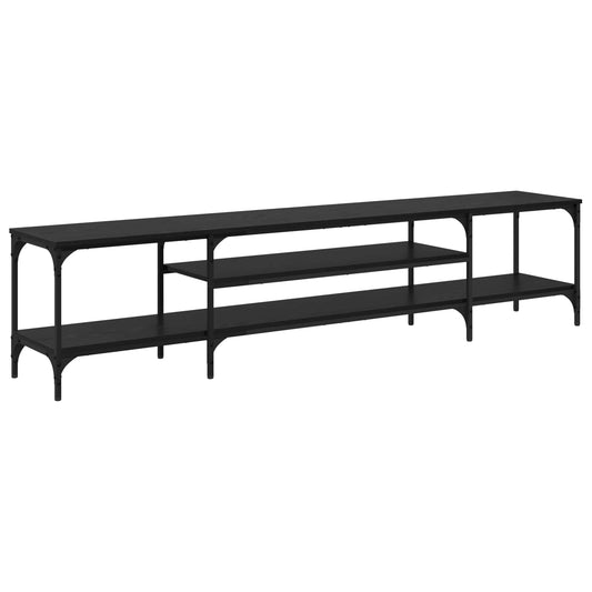 TV Cabinet Black Oak 201 x 35 x 45 cm Engineered Wood and Iron TV Cabinet Black Oak 201 x 35 x 45 cm Engineered Wood and Iron