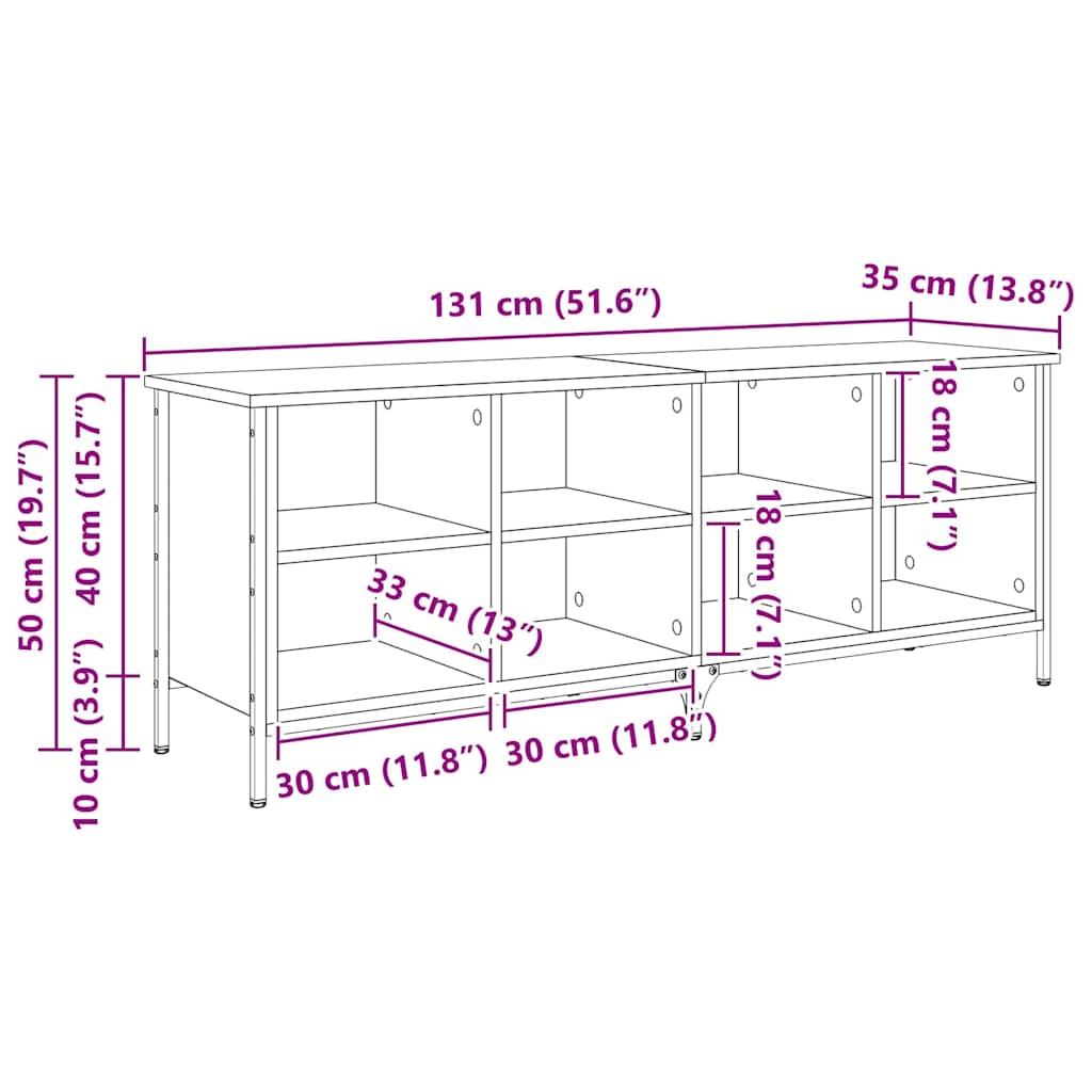 Shoe Cabinet 131 x 35 x 50 cm Engineered Wood and Iron