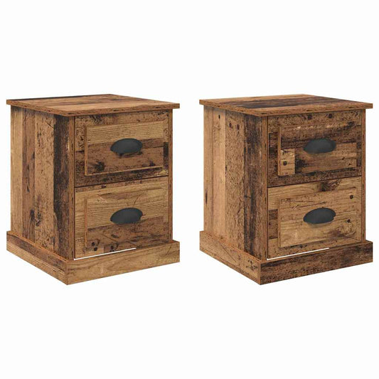 Bedside Cabinet with Drawer 2 pcs Old Wood 39 x 39 x 47.5 cm Bedside Cabinet with Drawer 2 pcs Old Wood 39 x 39 x 47.5 cm