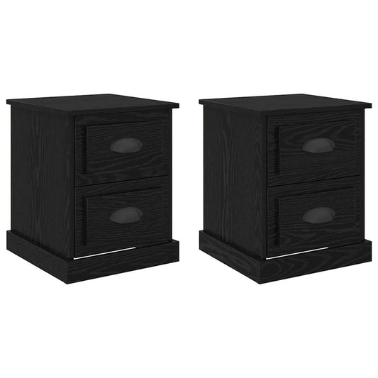 Bedside Cabinet with Drawer 2 pcs Black Oak 39 x 39 x 47.5 cm Bedside Cabinet with Drawer 2 pcs Black Oak 39 x 39 x 47.5 cm