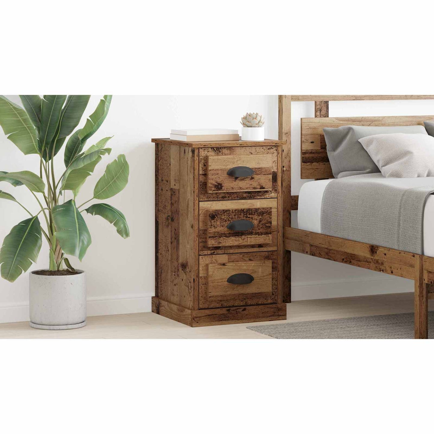 Bedside Cabinet Old Wood 39 x 39 x 67.5 cm Engineered Wood