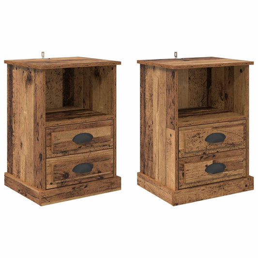 Bedside Cabinet 2 pcs Old Wood 36 x 43 x 60 cm Engineered Wood Bedside Cabinet 2 pcs Old Wood 36 x 43 x 60 cm Engineered Wood