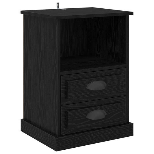 Bedside Cabinet Black Oak 36 x 43 x 60 cm Engineered Wood Bedside Cabinet Black Oak 36 x 43 x 60 cm Engineered Wood