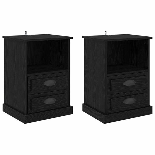 Bedside Cabinet 2 pcs Black Oak 36 x 43 x 60 cm Engineered Wood Bedside Cabinet 2 pcs Black Oak 36 x 43 x 60 cm Engineered Wood