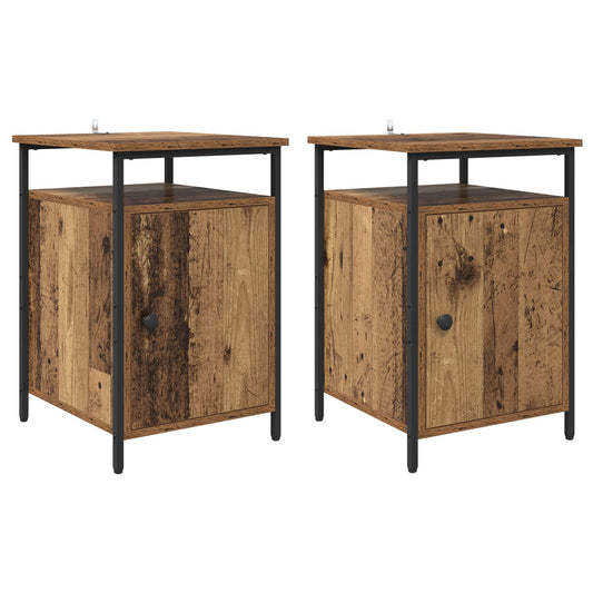 Bedside Cabinet 2 pcs Old Wood 40 x 42 x 60cm Engineered Wood Bedside Cabinet 2 pcs Old Wood 40 x 42 x 60cm Engineered Wood