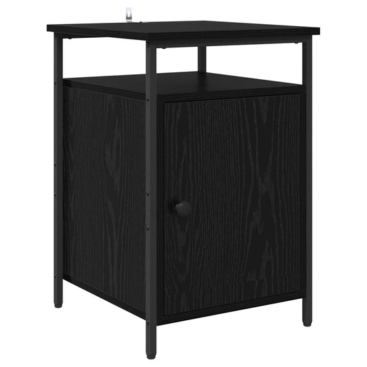 Bedside Cabinet Black Oak 40 x 42 x 60cm Engineered Wood Bedside Cabinet Black Oak 40 x 42 x 60cm Engineered Wood