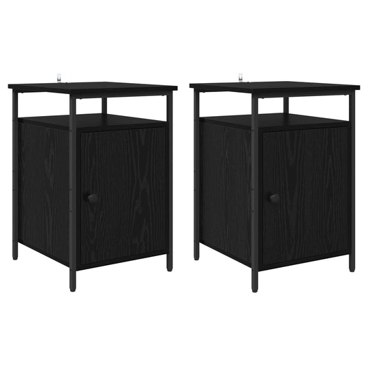 Bedside Cabinet 2 pcs Black Oak 40 x 42 x 60cm Engineered Wood Bedside Cabinet 2 pcs Black Oak 40 x 42 x 60cm Engineered Wood