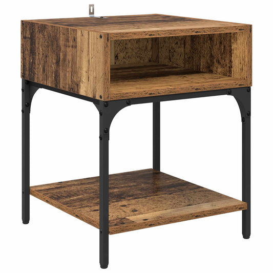 Bedside Table Old Wood 40 x 40 x 50 cm Engineered Wood Bedside Table Old Wood 40 x 40 x 50 cm Engineered Wood