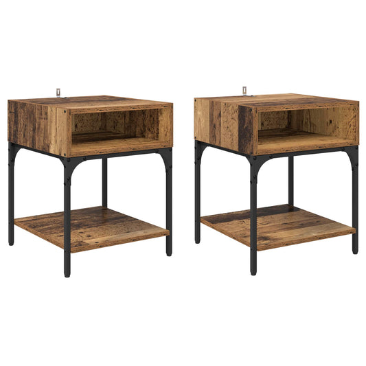 Bedside Table 2 pcs Old Wood 40 x 40 x 50 cm Engineered Wood Bedside Table 2 pcs Old Wood 40 x 40 x 50 cm Engineered Wood