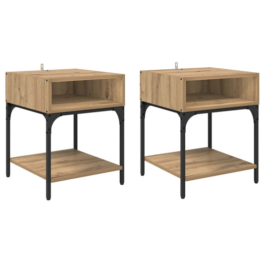 Bedside Table 2 pcs Artisan Oak 40 x 40 x 50 cm Engineered Wood Bedside Table 2 pcs Artisan Oak 40 x 40 x 50 cm Engineered Wood