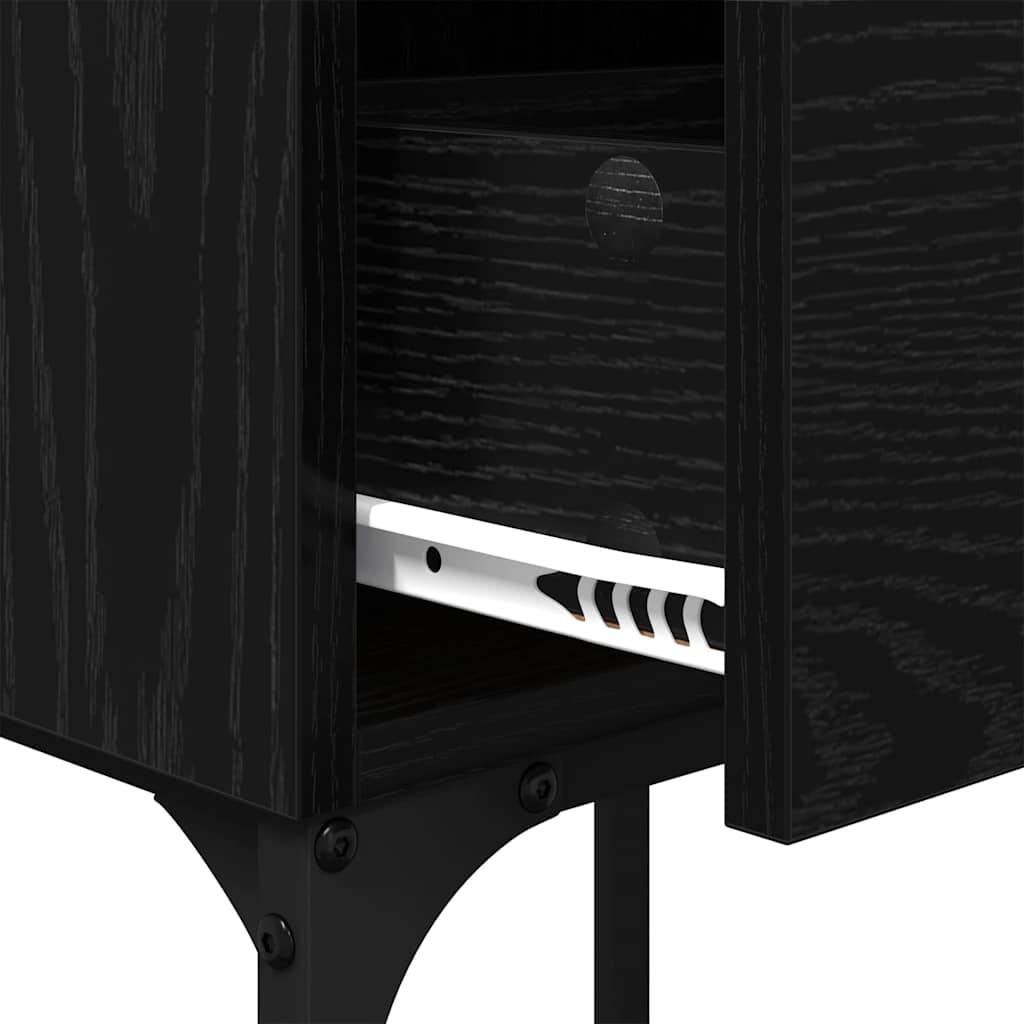 Bedside Table 2 pcs Black Oak 40 x 29 x 60 cm Engineered Wood