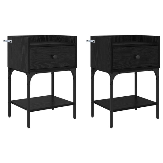 Bedside Table 2 pcs Black Oak 40 x 29 x 60 cm Engineered Wood Bedside Table 2 pcs Black Oak 40 x 29 x 60 cm Engineered Wood