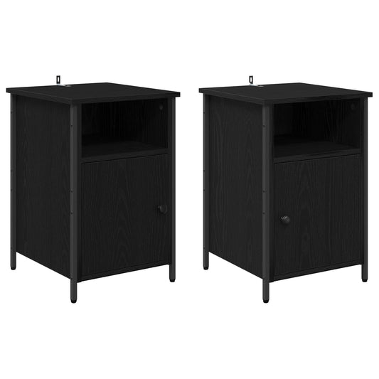 Bedside Cabinet 2 pcs Black Oak 40 x 42 x 60 cm Engineered Wood Bedside Cabinet 2 pcs Black Oak 40 x 42 x 60 cm Engineered Wood