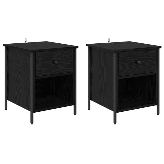 Bedside Cabinet 2 pcs Black Oak 40 x 42 x 50 cm Engineered Wood Bedside Cabinet 2 pcs Black Oak 40 x 42 x 50 cm Engineered Wood