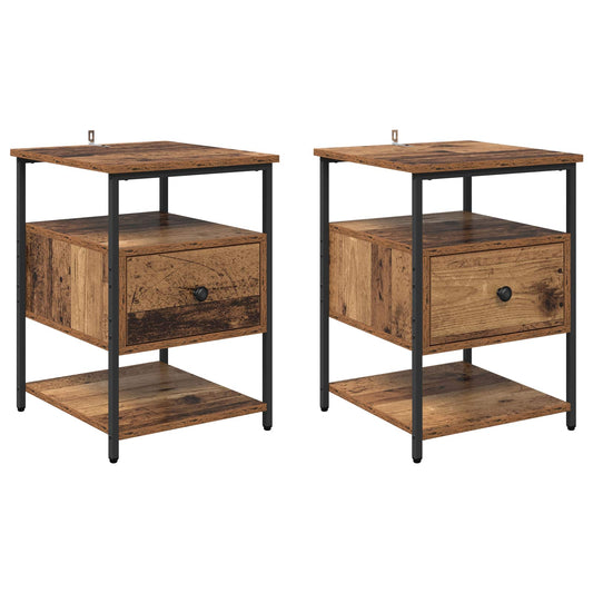 Bedside Cabinet 2 pcs Old Wood 40 x 42 x 56 cm Engineered Wood Bedside Cabinet 2 pcs Old Wood 40 x 42 x 56 cm Engineered Wood