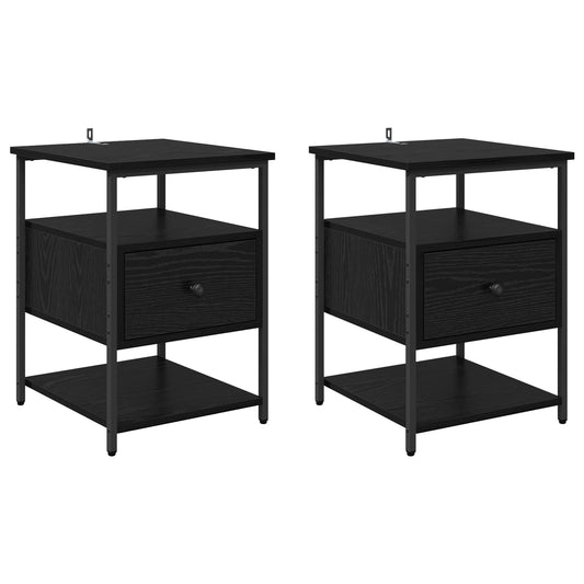 Bedside Cabinet 2 pcs Black Oak 40 x 42 x 56 cm Engineered Wood Bedside Cabinet 2 pcs Black Oak 40 x 42 x 56 cm Engineered Wood