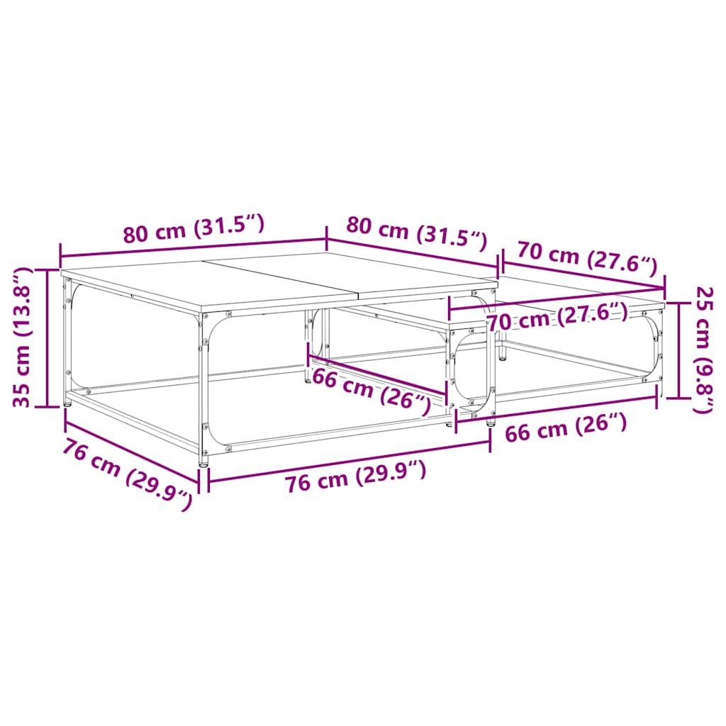 Coffee Table 2 pcs Old Wood Engineered Wood