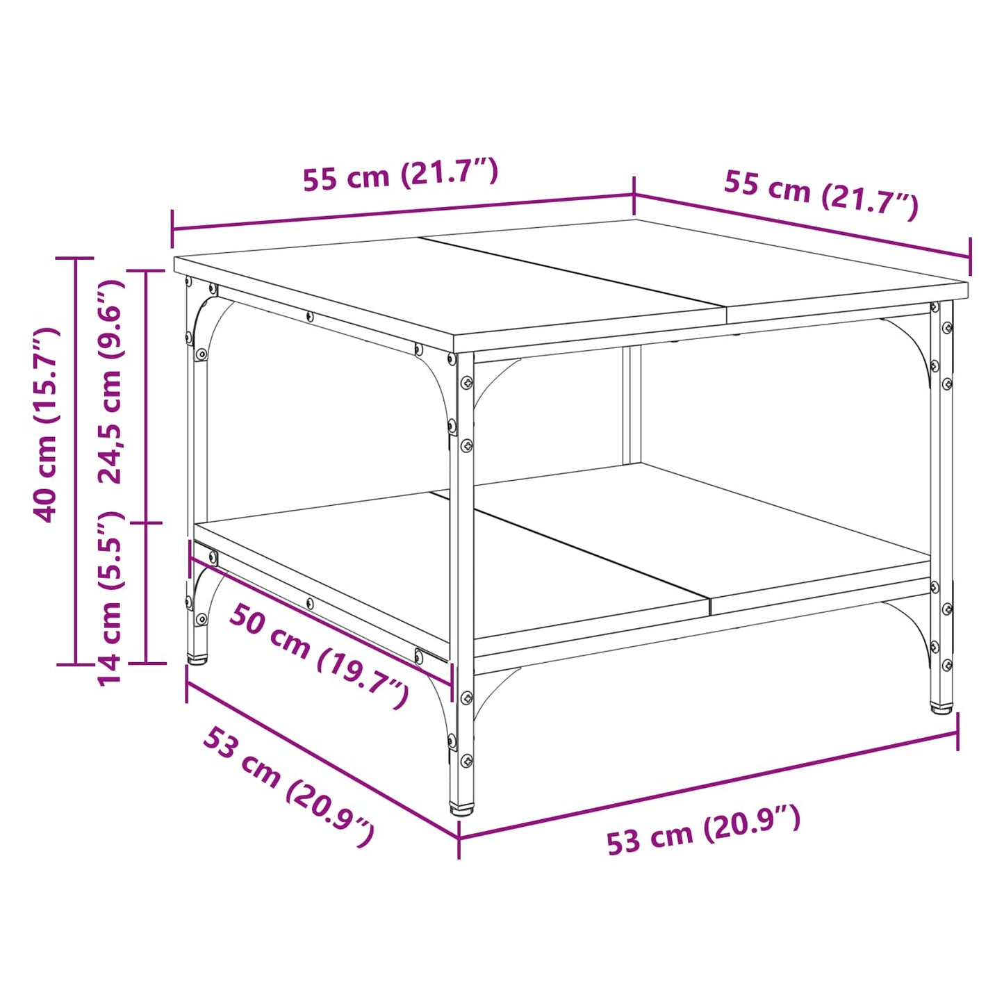 Coffee Table Artisan Oak 55 x 55 x 40 cm Engineered Wood