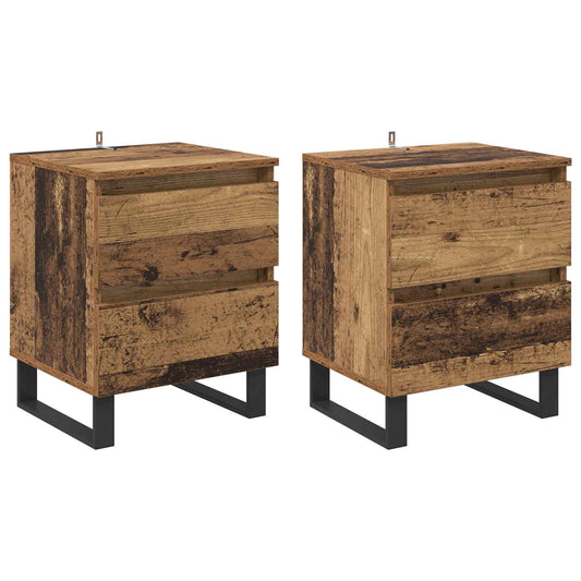 Bedside Cabinet 2 pcs Old Wood 40 x 35 x 50 cm Engineered Wood Bedside Cabinet 2 pcs Old Wood 40 x 35 x 50 cm Engineered Wood
