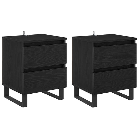 Bedside Cabinet 2 pcs Black Oak 40 x 35 x 50 cm Engineered Wood Bedside Cabinet 2 pcs Black Oak 40 x 35 x 50 cm Engineered Wood