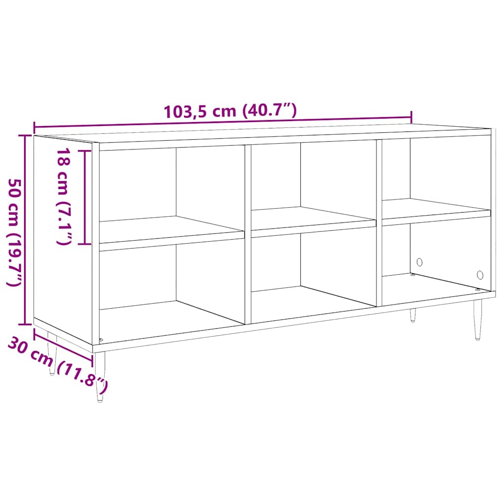 TV Cabinet 103.5 x 30 x 50 cm Black Oak Engineered Wood