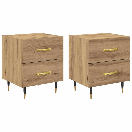 Bedside Cabinet with Drawer 2 pcs Artisan Oak 40 x 35 x 47.5 cm Bedside Cabinet with Drawer 2 pcs Artisan Oak 40 x 35 x 47.5 cm