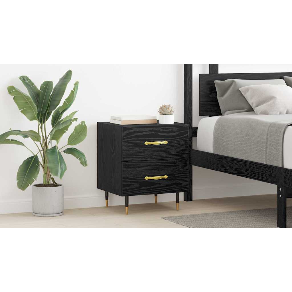 Bedside Cabinet Black Oak 40 x 35 x 47.5 cm Engineered Wood