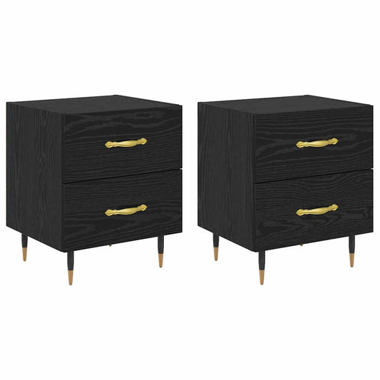 Bedside Cabinet with Drawer 2 pcs Black Oak 40 x 35 x 47.5 cm Bedside Cabinet with Drawer 2 pcs Black Oak 40 x 35 x 47.5 cm
