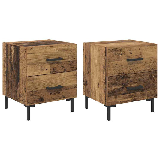 Bedside Cabinet with Drawer 2 pcs Old Wood 40 x 35 x 47.5 cm Bedside Cabinet with Drawer 2 pcs Old Wood 40 x 35 x 47.5 cm