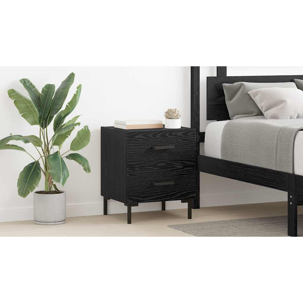 Bedside Cabinet Black Oak 40 x 35 x 47.5 cm Engineered Wood