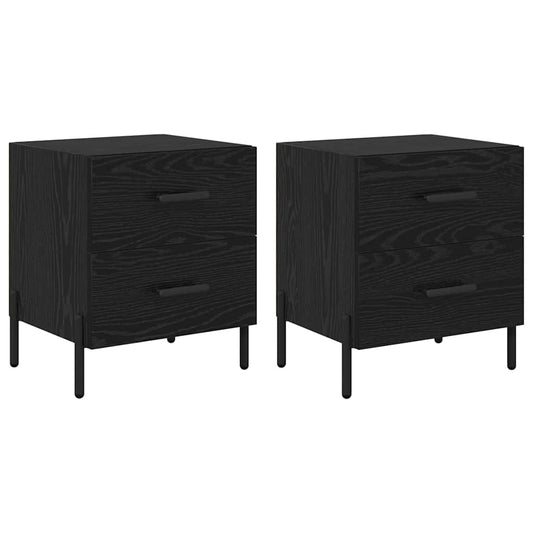 Bedside Cabinet with Drawer 2 pcs Black Oak 40 x 35 x 47.5 cm Bedside Cabinet with Drawer 2 pcs Black Oak 40 x 35 x 47.5 cm