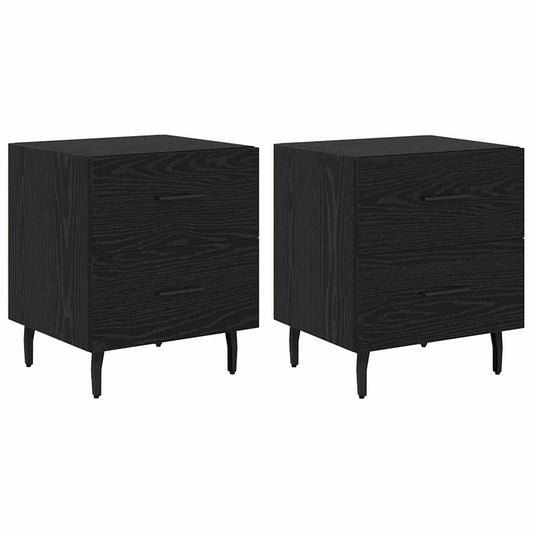 Bedside Cabinet with Drawer 2 pcs Black Oak 40 x 35 x 47.5 cm Bedside Cabinet with Drawer 2 pcs Black Oak 40 x 35 x 47.5 cm