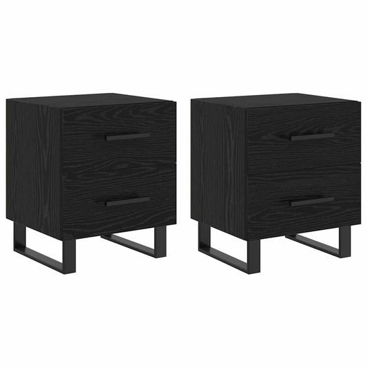 Bedside Cabinet with Drawer 2 pcs Black Oak 40 x 35 x 47.5 cm Bedside Cabinet with Drawer 2 pcs Black Oak 40 x 35 x 47.5 cm