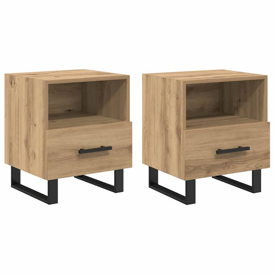 Bedside Cabinet with Drawer 2 pcs Artisan Oak 40 x 35 x 47.5 cm Bedside Cabinet with Drawer 2 pcs Artisan Oak 40 x 35 x 47.5 cm