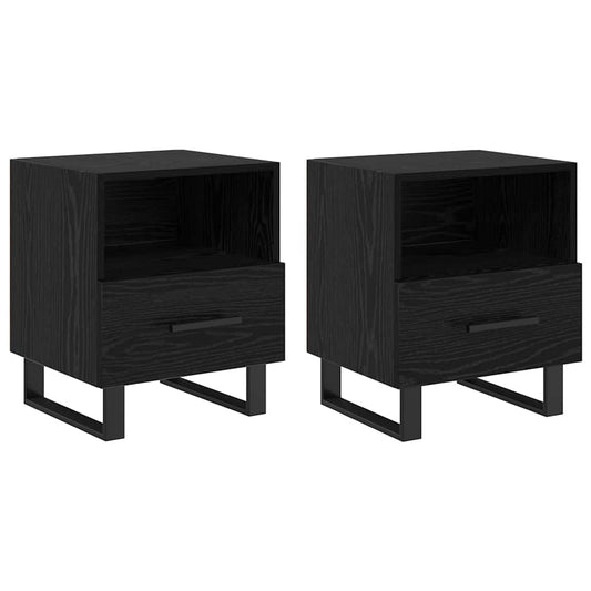 Bedside Cabinet with Drawer 2 pcs Black Oak 40 x 35 x 47.5 cm Bedside Cabinet with Drawer 2 pcs Black Oak 40 x 35 x 47.5 cm