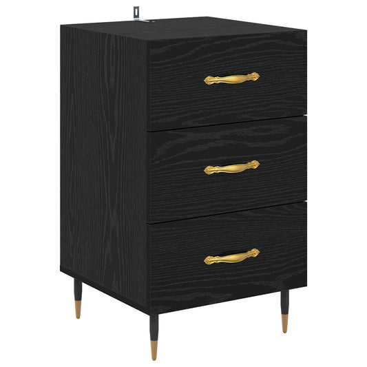 Bedside Cabinet Black Oak 40 x 40 x 66 cm Engineered Wood Bedside Cabinet Black Oak 40 x 40 x 66 cm Engineered Wood