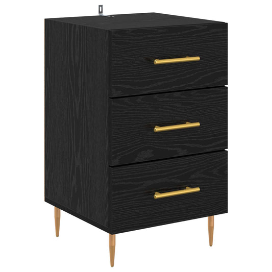 Bedside Cabinet Black Oak 40 x 40 x 66 cm Engineered Wood Bedside Cabinet Black Oak 40 x 40 x 66 cm Engineered Wood