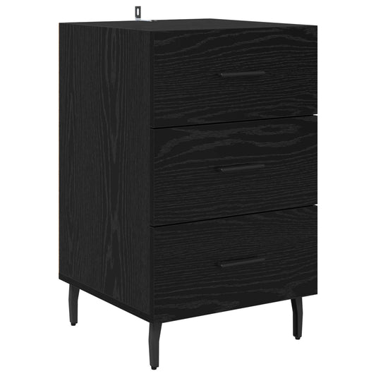 Bedside Cabinet Black Oak 40 x 40 x 66 cm Engineered Wood Bedside Cabinet Black Oak 40 x 40 x 66 cm Engineered Wood