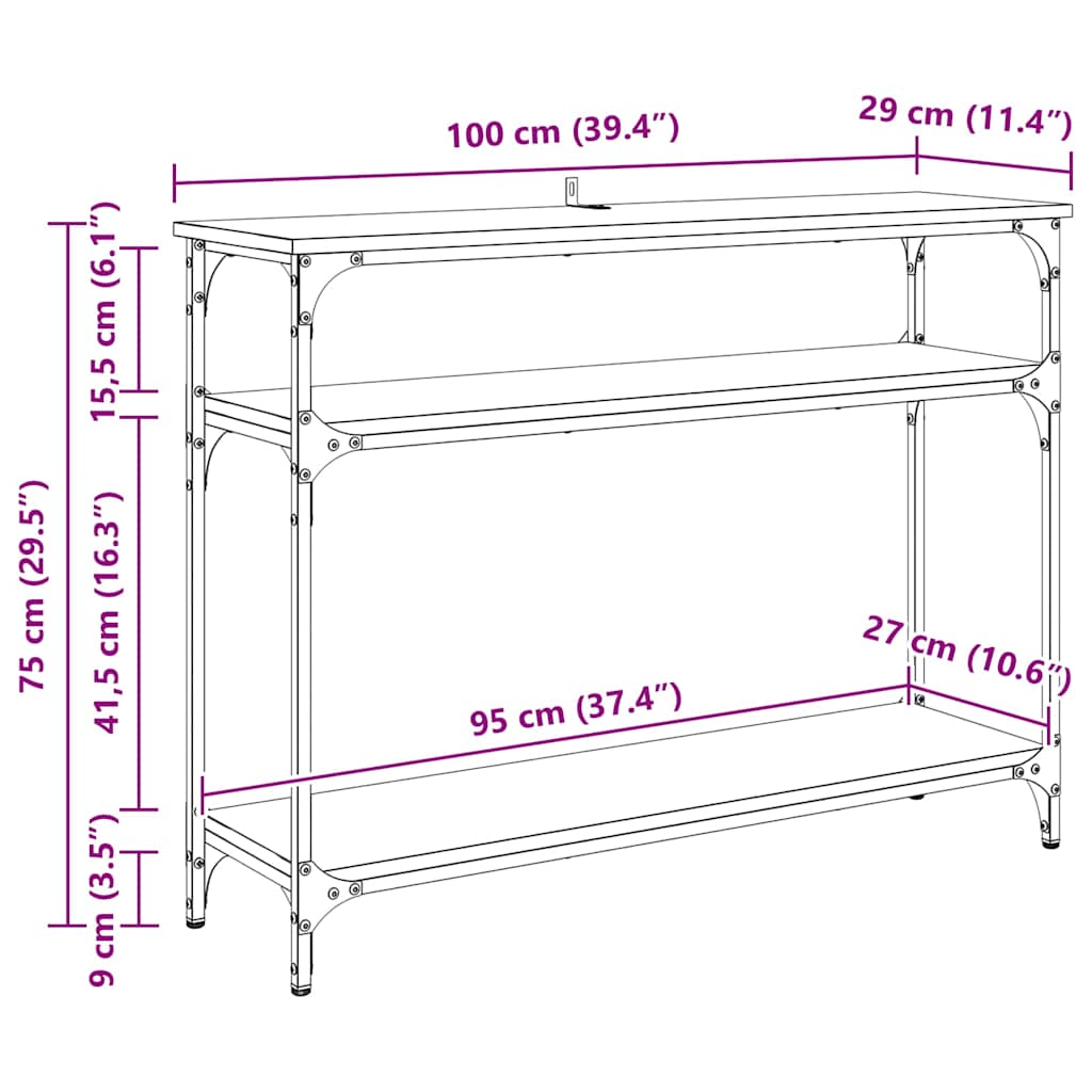 Console Table Old Wood 100 x 29 x 75 cm Engineered Wood