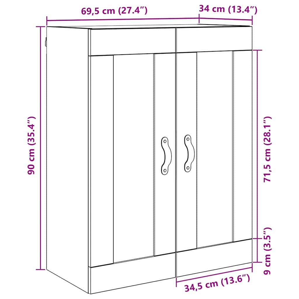 Wall Mounted Cabinet Artisan Oak 69.5 x 34 x 90 cm