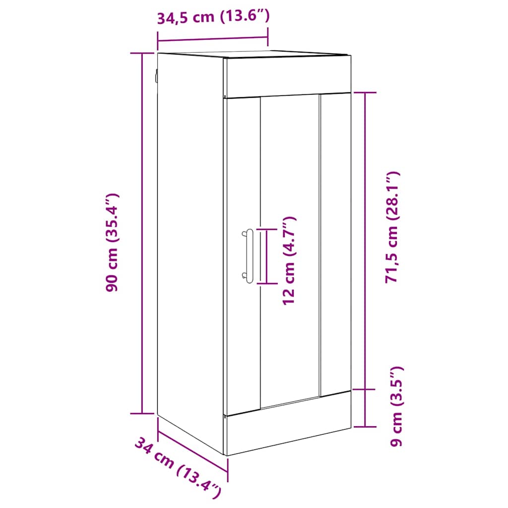 Wall Mounted Cabinet Old Wood 34.5 x 34 x 90 cm Engineered Wood