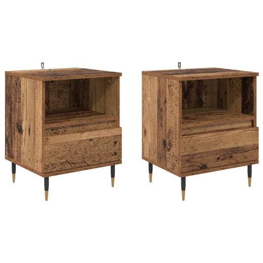 Bedside Cabinet 2 pcs Old Wood 40 x 35 x 50 cm Engineered Wood Bedside Cabinet 2 pcs Old Wood 40 x 35 x 50 cm Engineered Wood