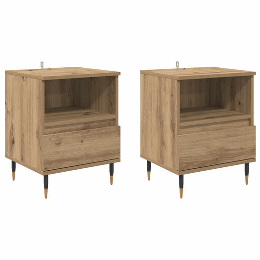 Bedside Cabinet 2 pcs Artisan Oak 40 x 35 x 50 cm Bedside Cabinet 2 pcs Artisan Oak 40 x 35 x 50 cm