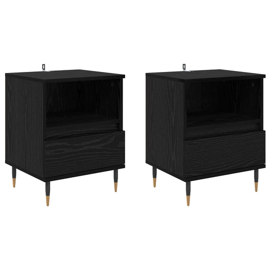 Bedside Cabinet 2 pcs Black Oak 40 x 35 x 50 cm Engineered Wood Bedside Cabinet 2 pcs Black Oak 40 x 35 x 50 cm Engineered Wood
