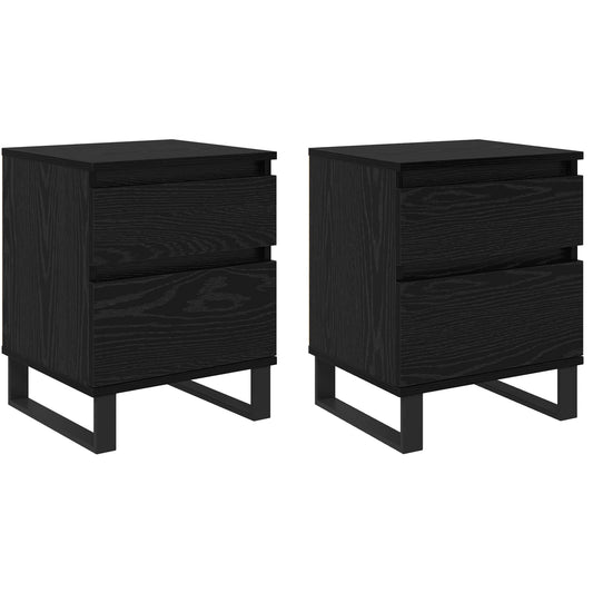 Bedside Cabinet 2 pcs Black Oak 40 x 35 x 50 cm Engineered Wood Bedside Cabinet 2 pcs Black Oak 40 x 35 x 50 cm Engineered Wood